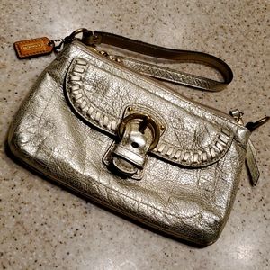 Metallic Gold Coach Wristlet
